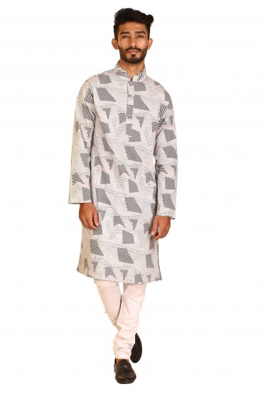 Polka Dot Geometric Print Panjabi